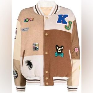 Khrisjoy Rear Logo Print Bomber Jacket Puff Varsity